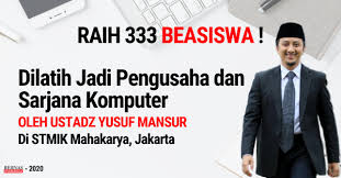 333 Beasiswa Stmik Mahakarya Dilatih Jadi Pengusaha Dan Sarjana Komputer Oleh Ustadz Yusuf Mansur Di Stmik Maha In 2020 To Do Lists Printable Abstract Logo Anime Neko