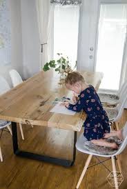 I guess it would be easier and probably more sturdy to just make a separate set of 4 short legs to replace the longer ones when using as a coffee table. Diy Live Edge Table With Steel Base Lemon Thistle Wood Dining Room Wood Dining Room Table Diy Dining