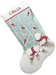 I am selling these for my new. Amazon Com Dimensions Counted Cross Stitch Snow Bears Personalized Christmas Stocking Kit 14 Count Blue Aida Cloth 16