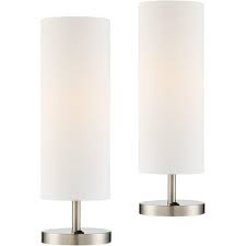 Get free shipping on qualified usb port desk lamps or buy online pick up in store today in the lighting department. 360 Lighting Modern Accent Table Lamps Set Of 2 With Usb And Ac Power Outlet Brushed Nickel White Cylinder Shade For Living Room Target