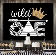 Black And Gold Backdrop For Birthday Sale Wild One Birthday Backdrop Tribal Backdrop Teepee First Etsy First Birthday Decorations Boy Wild One Birthday Party Wild Things Party