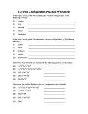 Chapter 8 Worksheet Electron Configuration Practice
