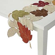 Amazon Com Harvest Colors Diecut Fall Leaves Table Runner 36 Length Home Kitchen Applique Table Runner Table Runner Diy Table Runner And Placemats