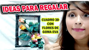 Como HACER UN CUADRO DECORATIVO 3D con FLORES DE GOMA EVA restauradas Y  CAJA DE TE