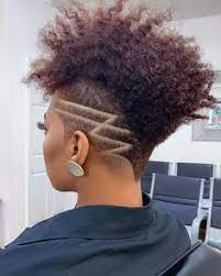 Unique and modern option for fashionable burgundy highlights can be a beautiful option for black women who want to jazz up their curls. 24 Short Haircut Black Girl Ideas Shaved Hair Designs Short Natural Hair Styles Shaved Hair