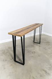 Counter Height Entry Table 36 Inch High Hallway Table Wood Table Powder Coated In Flat Black U Shape Leg Base Reclaimed Wood Hallway Table Wood Console Table Reclaimed Wood Console Table