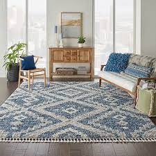 Nourison Scandinavian Shag Geometric Area Rug Bed Bath Beyond Blue Rugs Living Room Layered Rugs Living Room Blue Rug Living
