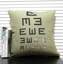 Us 8 94 35 Off Creative Sheep Eye Chart Pillow Cartoon Sheep Cushion Linen Pillowcase Office Home Decor Sofa Cushions In Cushion From Home Garden