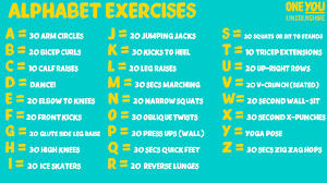 Start the week out right with this easy fun workout. Exercise Alphabet Challenge Healthy Lifestyle Service One You Lincolnshire