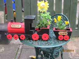 Wooden Train Planter Container Flowers Wooden Train Garden Ornaments