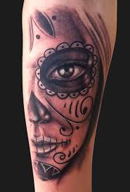 Day of the dead tattoos is popular because they are considered an integral part of dia de muertos celebrations. Day Of The Dead Half Face By Marc Durrant Tattoos Tattoos Skull Girl Tattoo Sugar Skull Girl Tattoo