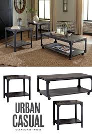 Jandoree Brown Black Occasional Table Set This 3 Piece Coffee Table Set Is A Riveting Example Of Urban In 2020 Ashley Furniture 3 Piece Coffee Table Set Living Room