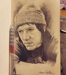 One of my all time favorite musicians, Elliott Smith. Graphite, 5x8  Moleskine sketchbook.