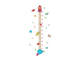 Space Spacecraft Sticker Kids Height Measure Ruler Nursery Growth Chart Wall Stickers Removable Diy Pvc Walls Decor Art For Bedroom Living Room