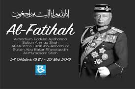 Keputusan itu diumumkan oleh tengku abdul rahman sultan ahmad shah di istana abu bakar, pekan, hari ini. Bernama Sultan Johor Zahir Takziah Atas Kemangkatan Paduka Ayahanda Sultan Ahmad Shah