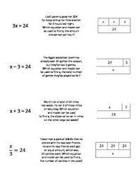 One Step Equations Card Sort Word Problem Model And Equation One Step Equations Word Problems Sorting Cards