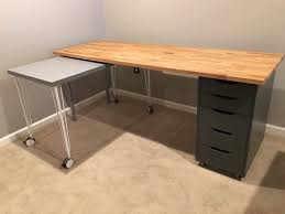 I had a 29.5 inch desk, but it was killing me, ergonomically. Ikea Hack Custom Transforming Home Office Desks Home Office Desks Office Desk Ikea Desk
