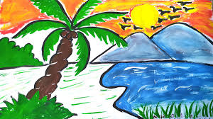 To create an easy sunset painting tutorial, the first thing you should do is to prepare the environment of your painting which can be achieved by using a little bit of yellow spray paint. Nusaiba Drawing Academy On Twitter How To Draw Scenery Easy Natural Scenery Drawing For Kids Https T Co 18utcraro4 Via Youtube Draw Drawing Scenery Painting Tree Sunset Https T Co 3bevsj9nl6