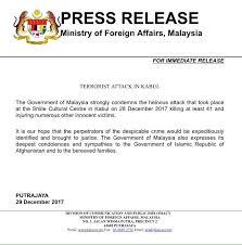 Slovak republic nil 5 10 5 56. Wisma Putra A Twitter Malaysiamfa Press Release On Terrorist Attack In Kabul On 28 December Malaysian Government Strongly Condemns The Attack And Expresses Its Deepest Condolences To Afghan Government And Bereaved