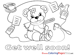 Developing skills with color can also be developed, who do not have very artistic talent. Bear Get Well Soon Free Coloring Pages