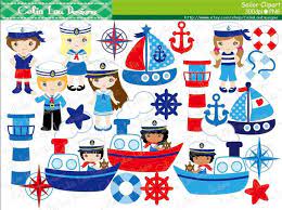 Sailor Clipart Sailing Boat Clipart Nautical Clip Art Etsy Festa Di Compleanno Marinai Barche A Vela