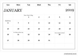 Printable January 2019 Calendar Template Monthly Calendar Template 2019 Calendar Calendar Template