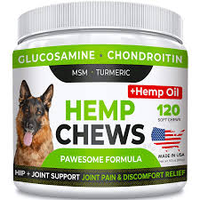 Pawesome Hemp Treats Glucosamine For Dogs Hip Joint Supplement W Hemp Oil Protein Chondroitin Msm Turmeric To Improve Mobility Energy