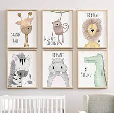Design your everyday with safari nursery wall tapestries you'll love to hang on the wall or lay on the ground. Nursery Safari Jungle Animal Print Set Nursery Child S Wall Art Animal Pictures Set Of 3 4 Or 6 Nursery Decor With Inspirational Quotes Amazon Co Uk Handmade Products