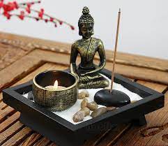 Take a look at these mini zen gardens or make diy your but, if you are tending towards a more decorative look and feel, miniature zen garden accessories and figurines will make wonderful additions. Noolim Mini Zen Garden Office Decor Feng Shui Resin Figurine Relax Buddhism Candlestick Incense Burner Sand Table Home Decor Home Decor Zen Gardendecorative Home Decor Aliexpress