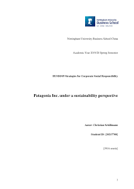 Pdf Patagonia Inc Under A Sustainability Perspective