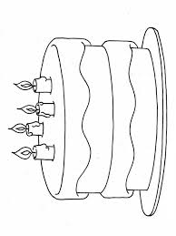 This birthday cake coloring page features candles, balloons, and a special birthday message. Birthday Cakes Coloring Pages