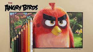 Angry Birds Fan Art - Red Angry Birds Pencil Color Drawing Redangrybirds Angrybirdsdrawing Angryb Colorful Drawings Color Pencil Illustration Bird Drawings