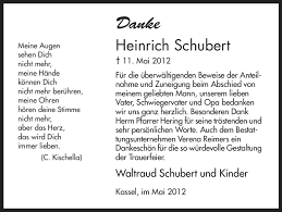 Traueranzeigen von Heinrich Schubert
