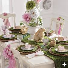 Easter Moss Runner And Placemats Grandin Road Easter Dinner Table Easter Table Settings Colorful Easter Table