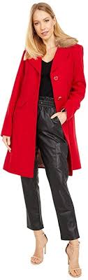 Kate Spade Wool Coat W Faux Fur Collar True Red Women S Coat Shopstyle