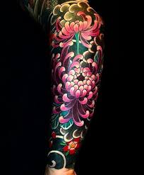 Absolutely Love The Color On This Japanese Sleeve Tattoo The Deep Purple And Color Is So Half Sleeve Tattoos Designs Tattoo Sleeve Designs Half Sleeve Tattoo