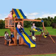 Backyard Discovery Peninsula Wooden Swing Set Walmart Com Wooden Swing Set Swing Set Wooden Swings