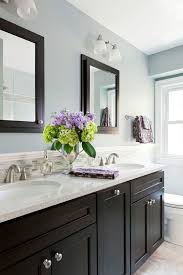 Finish the design by using basic, white subway tiles to frame the focal wall. 12 Popular Bathroom Paint Colors Our Editors Swear By Best Bathroom Paint Colors Best Bathroom Colors Bathroom Wall Colors