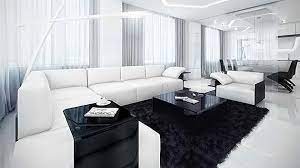 The glossy coffee table and a black and white rug anchor the. 20 Modern Contemporary Black And White Living Rooms Home Design Lover