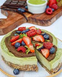 Vegan Matcha Vanilla Bean Cheesecake No Bake Gluten Free Too Delicious Tag In 2020 Vanilla Bean Cheesecake Raw Almonds Baking