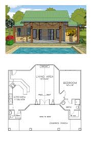 Craftsman Style House Plan 57863 With 1 Bed 2 Bath Coastal House Plans Pool House Plans Craftsman Style House Plans