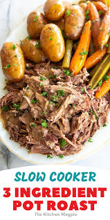 Season the beef with salt and pepper. Classic 3 Ingredient Slow Cooker Pot Roast The Kitchen Magpie