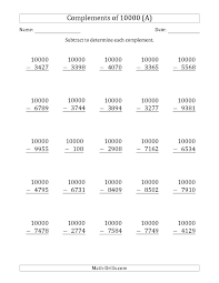 The Complements 10000 By Subtracting A Math Worksheet From The Subtraction Worksheet Page At Math Subtraction Worksheets Subtraction Subtraction Across Zeros
