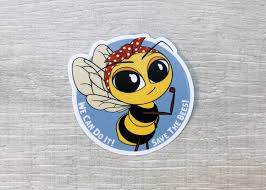 Vinyl Sticker - We Can Do It! Save the Bees - 3 [Rosie the Riveter honey  bee]