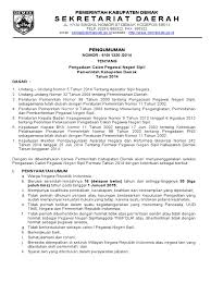Bantul kabupaten bone bolango kabupaten buleleng kabupaten ciamis kota cilegon kota cimahi kabupaten demak kota pangkal pinang. Pengumuman Cpns Kab Demak