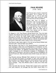 Biography Paul Revere Elem Abcteach