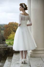 Long Sleeve Lace Tea Length Wedding Dress Wedding Dresses For Guests Check More At Http Sves Wedding Dresses Tea Length Wedding Dress White Wedding Dresses