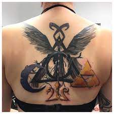 Backpiece Harry Potter Shadow Hunters Percy Jackson Zelda Nerd Tattoo By Madlen Shadow Hunter Tattoo Hunter Tattoo Ideas Tattoos