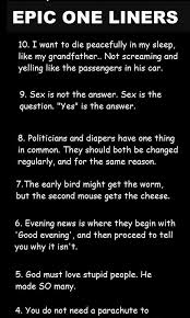 Check spelling or type a new query. Pin By Leonard On Social Epic One Liners Funny One Liners Funny Insults