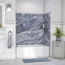 Flexstone Elite 32 In X 60 In X 60 In 9 Piece Easy Up Adhesive Tub Surround In Beaumont Shower Wall Kits Tub Surround Shower Surround